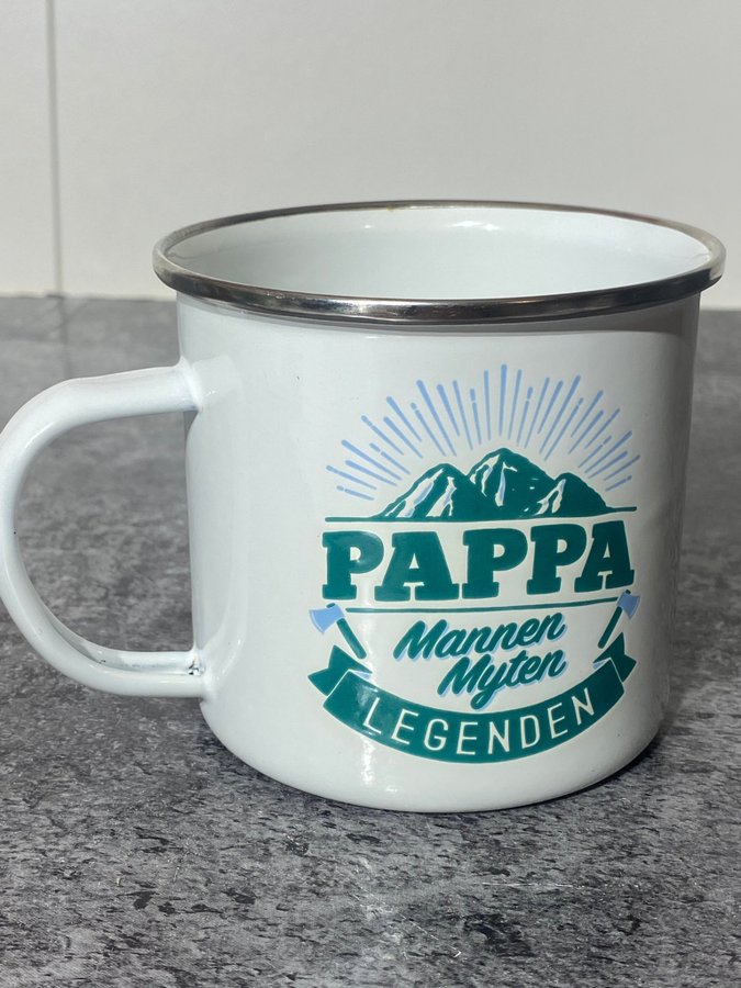 Retromugg i emalj- Pappa Legend - Fars dag present