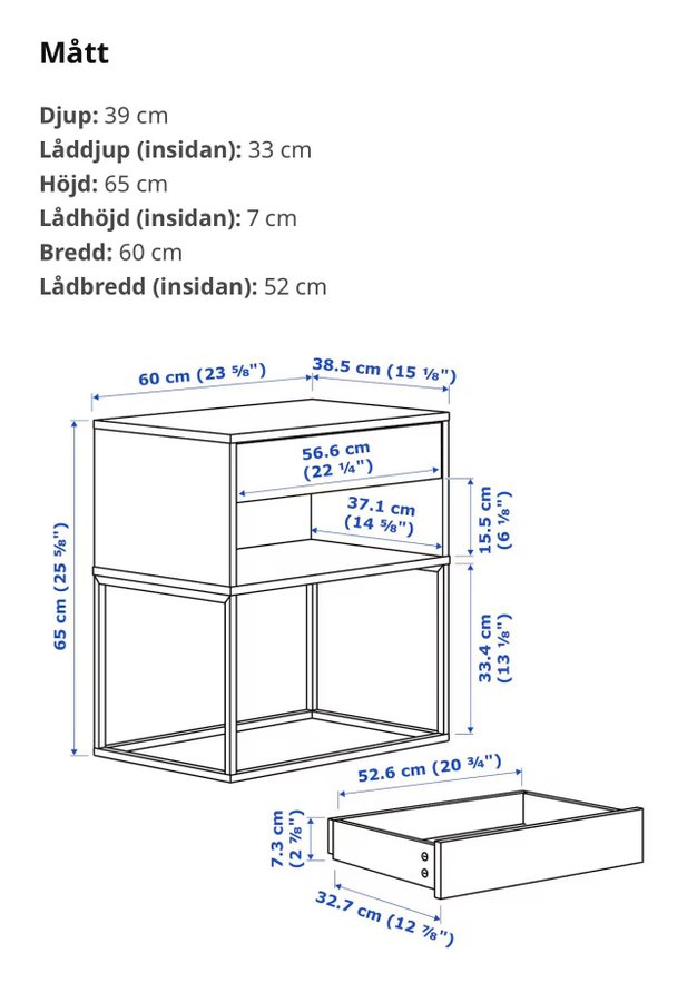 Nattduksbord/avlastningsbord