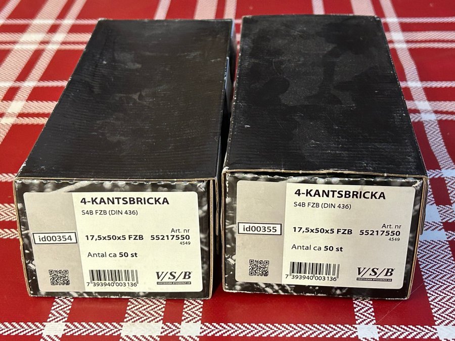 Fyrkantsbricka (id00354-55) VSB 175x50x5 mm 2 paket 2x50 st EAN 7393940003136