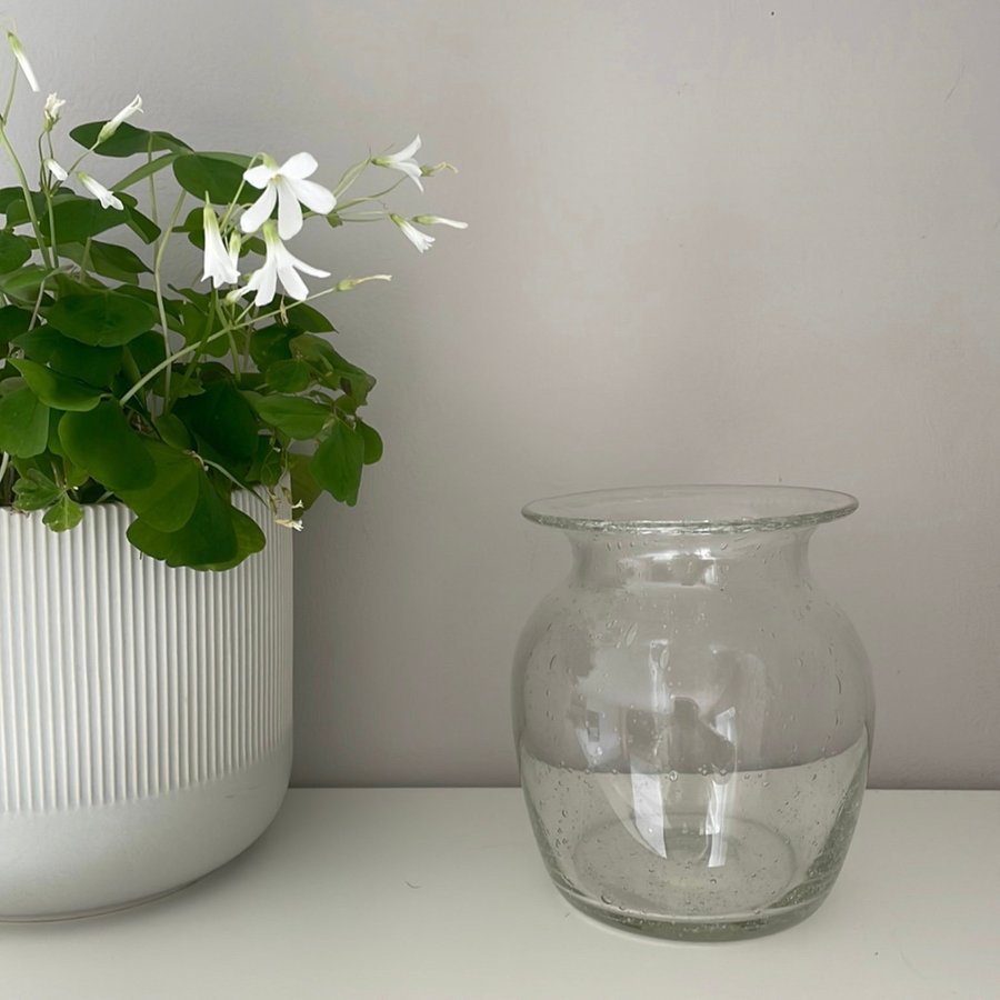 Vintage vas med midja, glas med luftbubblor