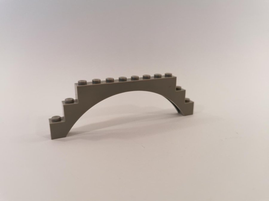 Lego - båge - valv - arch - castle - 1x12x3 - part 6108 - grå (old light gray)