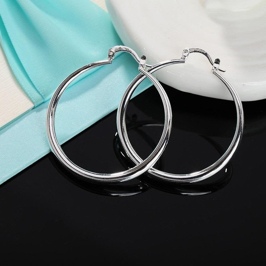 40mm Sterling silver creoler silverörhängen pläterade hoops - STÄMPLADE