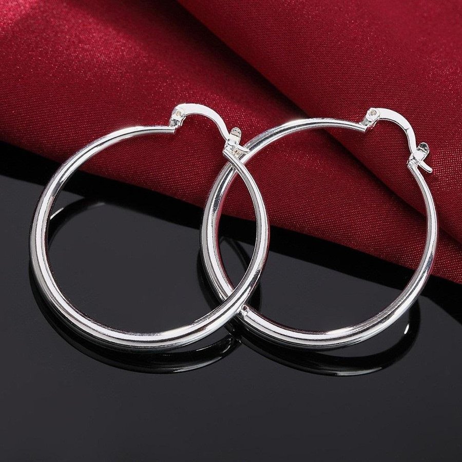 40mm Sterling silver creoler silverörhängen pläterade hoops - STÄMPLADE