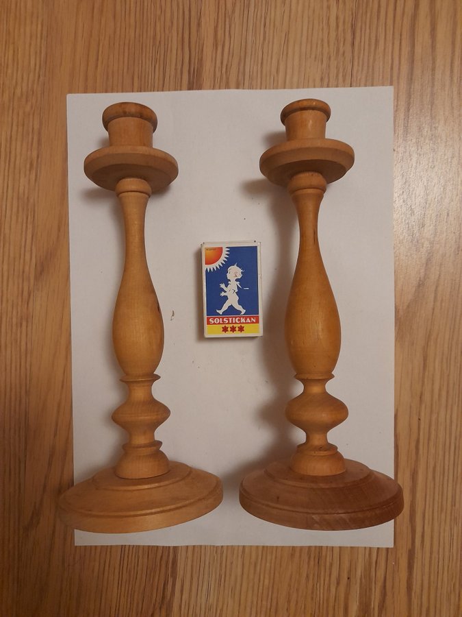 Gamla Ljusstake furu ? Trä Träljusstake Hemslöjd Hantverk Retro Vintage