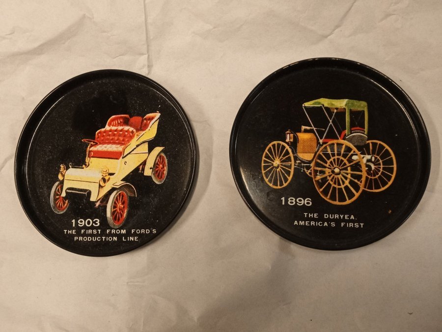 2 st Coaster underlägg veteranbilar Ford 1903  Duryea 1896