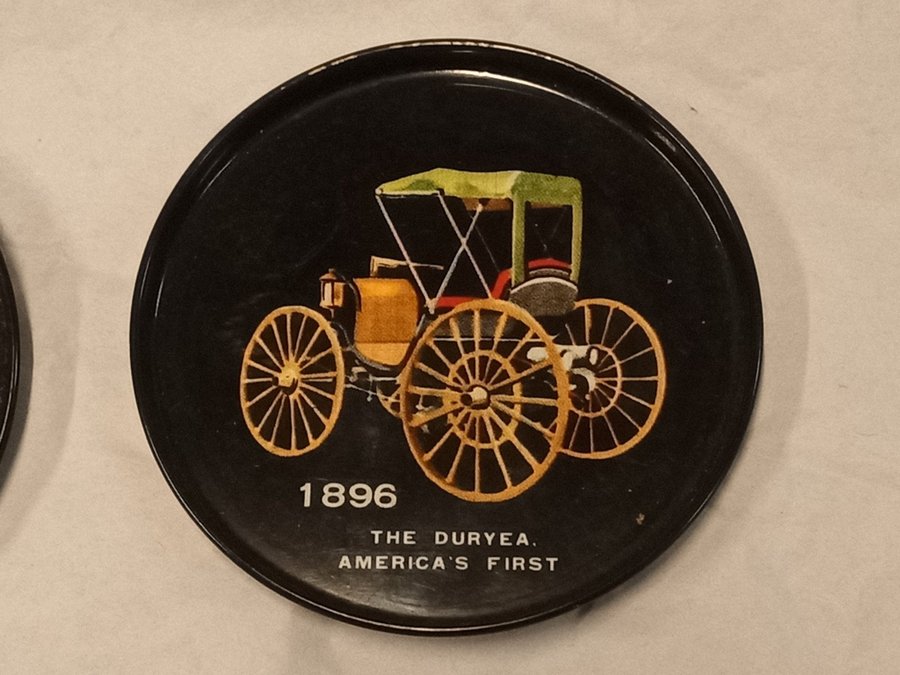 2 st Coaster underlägg veteranbilar Ford 1903  Duryea 1896