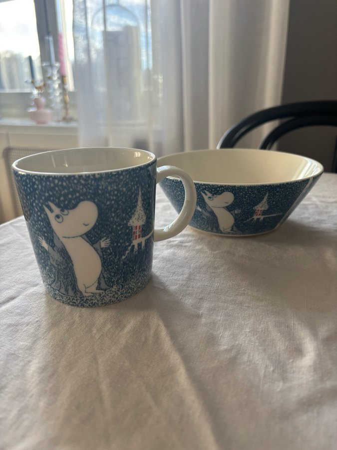 Arabia Mugg och Skål med Snöig Moomin