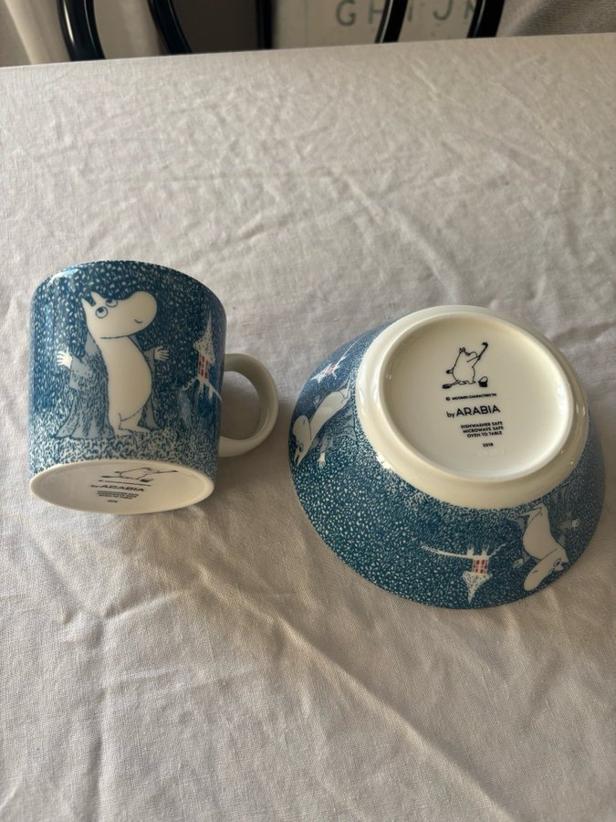 Arabia Mugg och Skål med Snöig Moomin