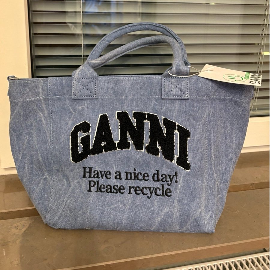 Ganni denim bag with recycled material