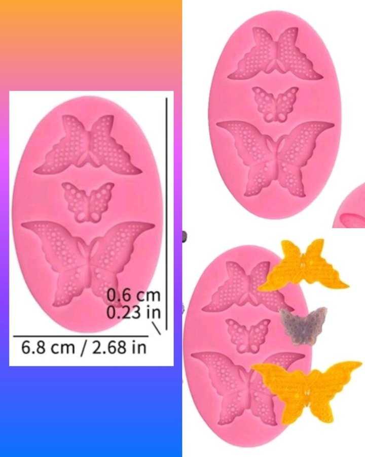 3 vackra spetsfjärilar i olika storlekar Sänkt pris! Gjutform/silkonform