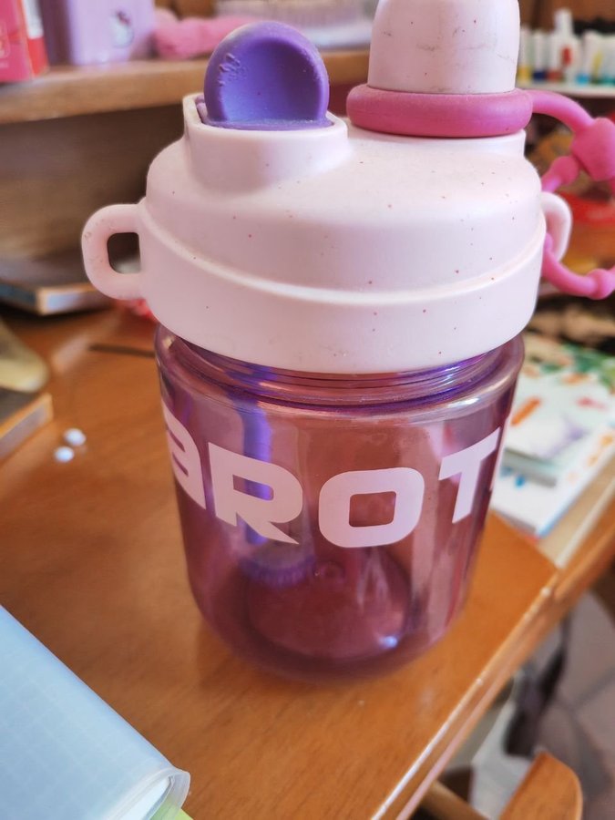 Purple and Pink Water Bottle with Straw