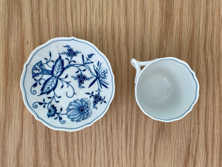 Meissen Zwiebelmuster Blue Onion kopp  fat, ovanligt porslin