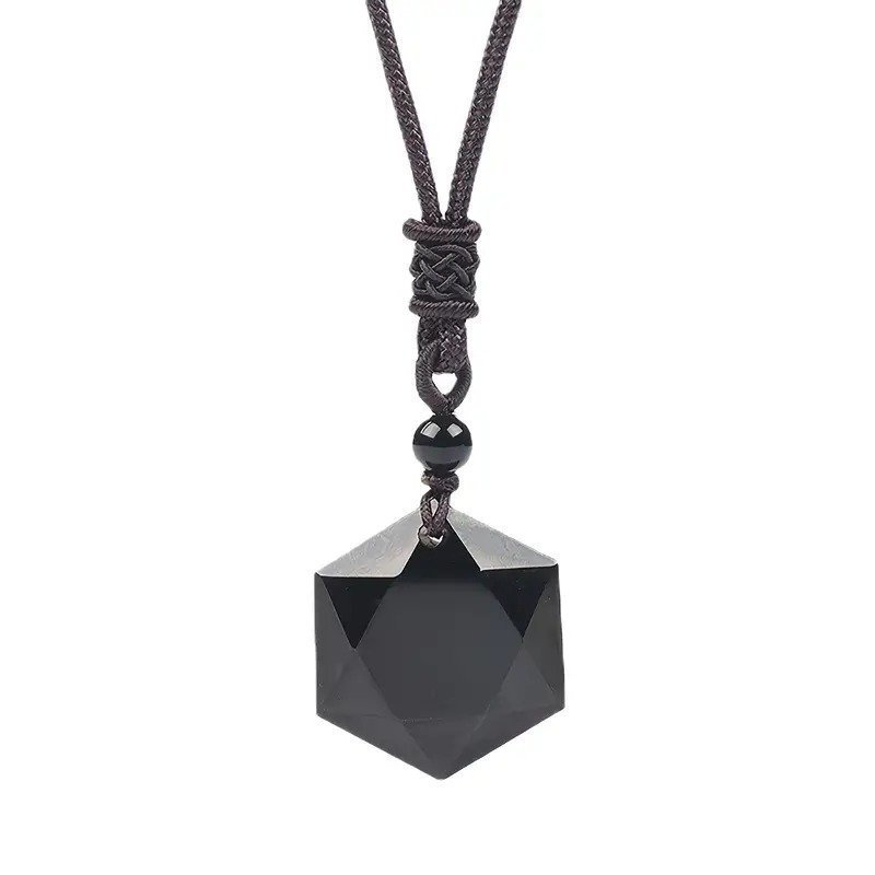 Hexagonalt Obsidian Halsband