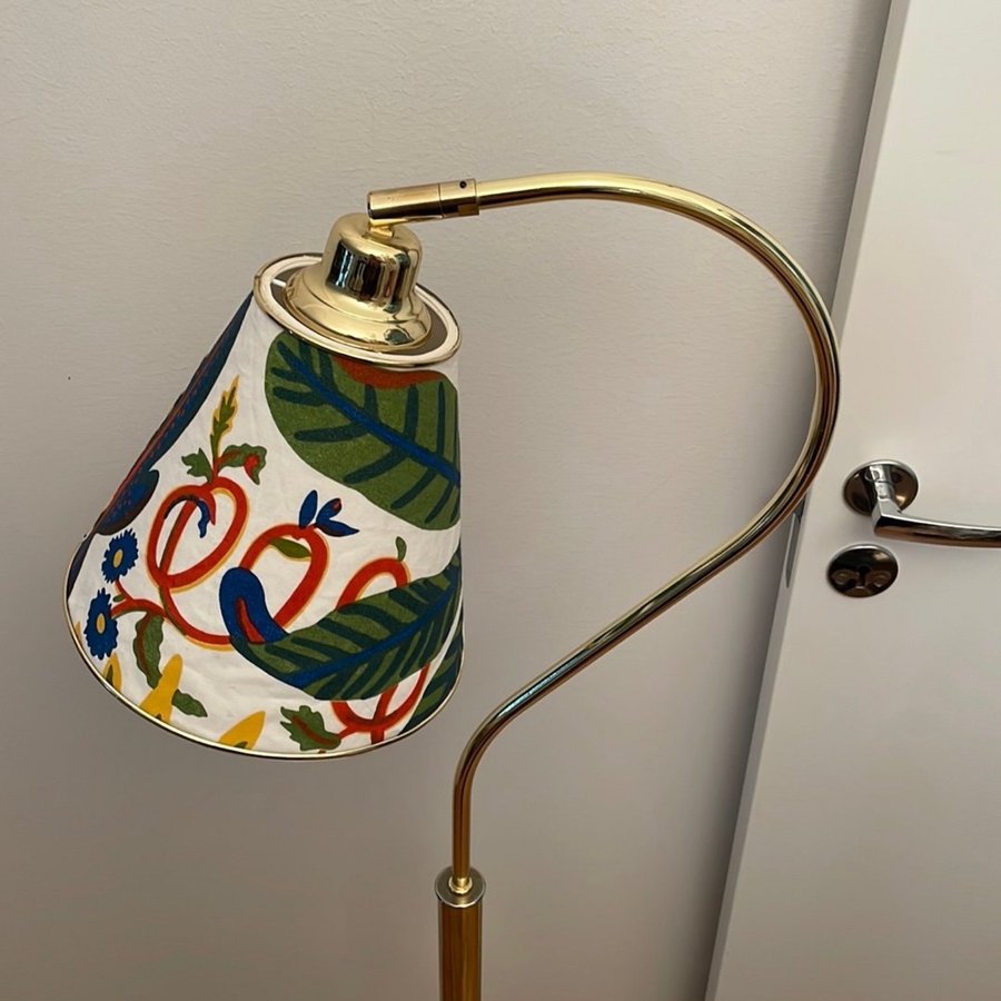 Vintage Mässing Golvlampa Typ G 9202 + Lampskärm Josef Frank Aralia Svenskt Tenn