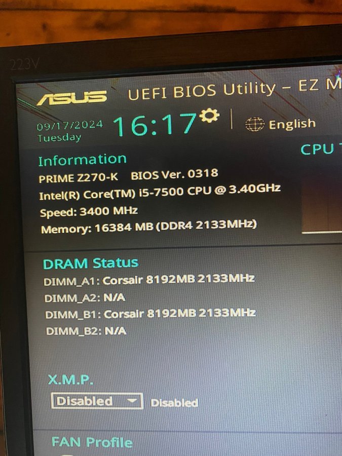 ASUS PRIME Z270-K + i5-7500 + cpu-kylare + 16 gb ddr4