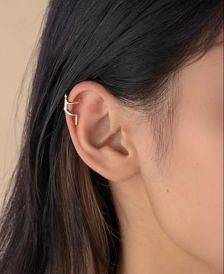 Ny! Klättrande gubbe Abstrakt design ear cuff i stål - allergifri