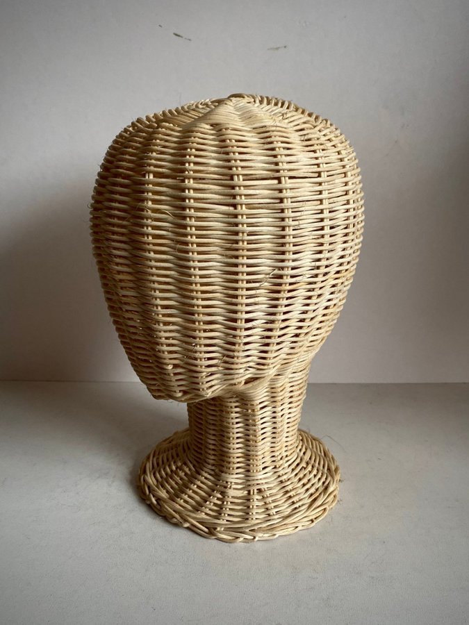 Retro hatthållare perukhållare vintage hat holder wicker head form hat stand