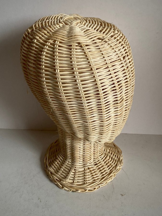 Retro hatthållare perukhållare vintage hat holder wicker head form hat stand