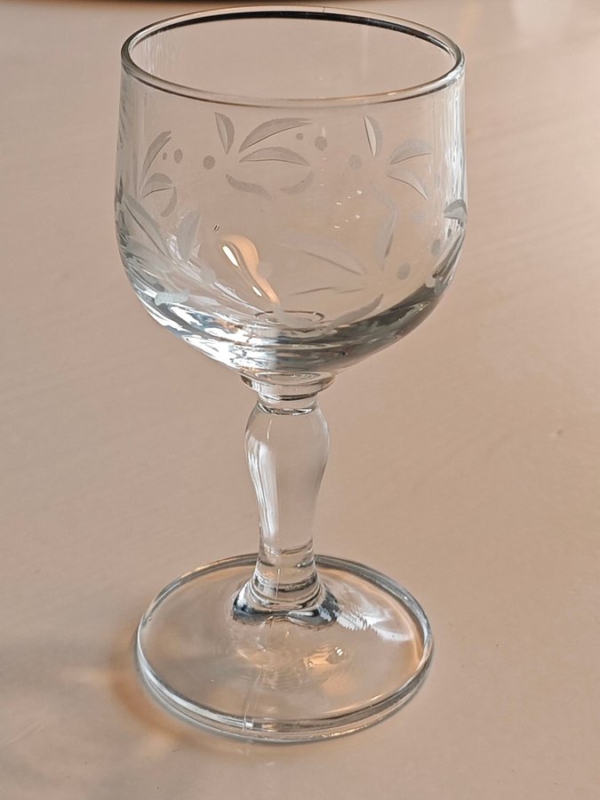 Likör/sherry glas - Slipad dekor - 60-70 tal - 12st