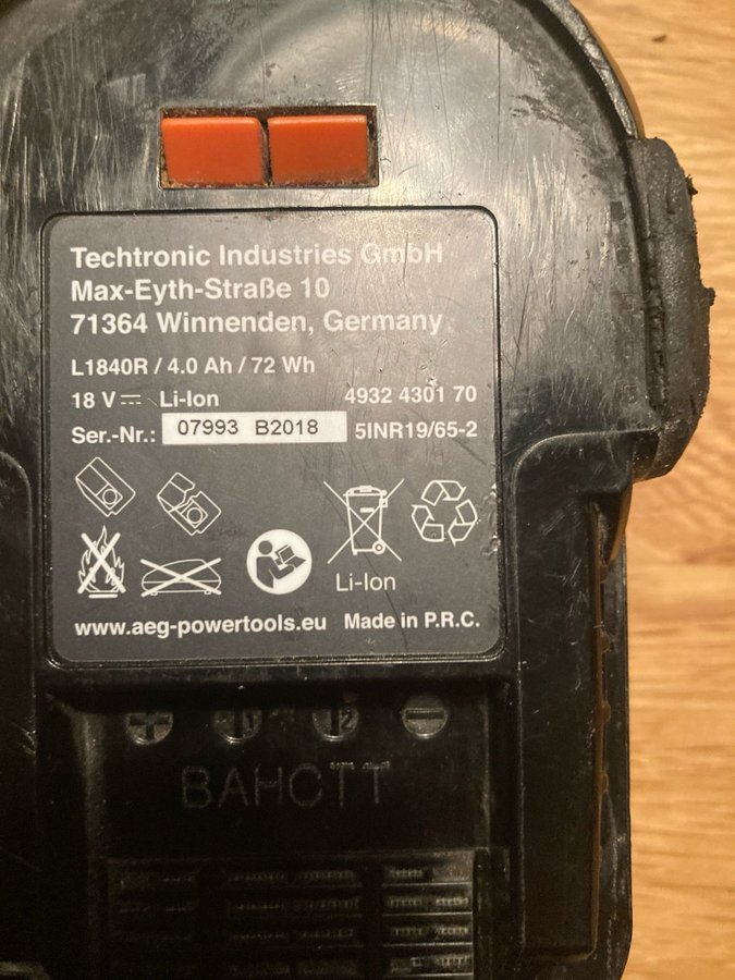 AEG 18V 4.0 Ah batteri