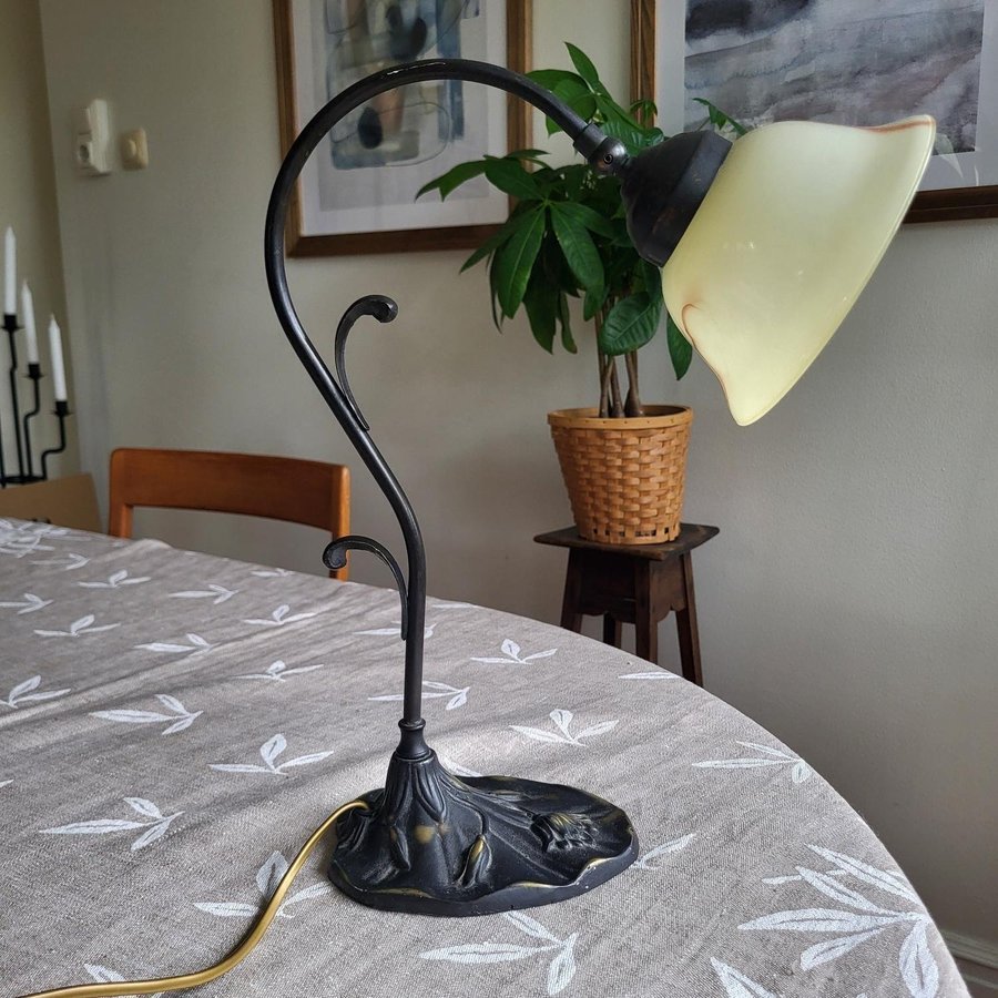 Jugend Stil Bordslampa Lampa Metall Glas Aneta