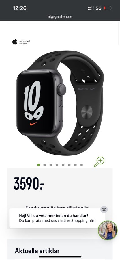 Apple Watch SE Nike GPS 40mm svart/Grå