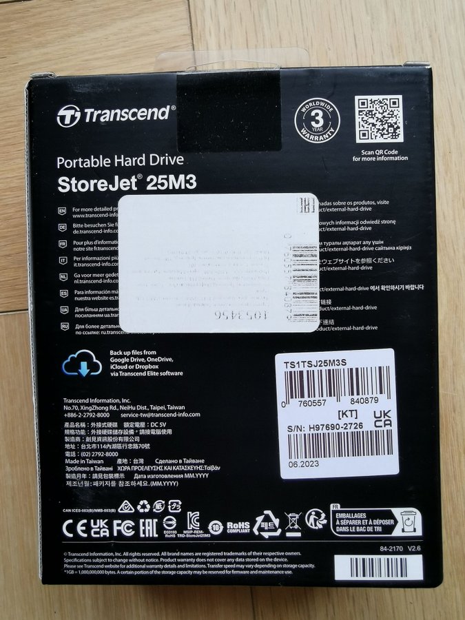 Ny Transcend hårddisk HDD 1TB