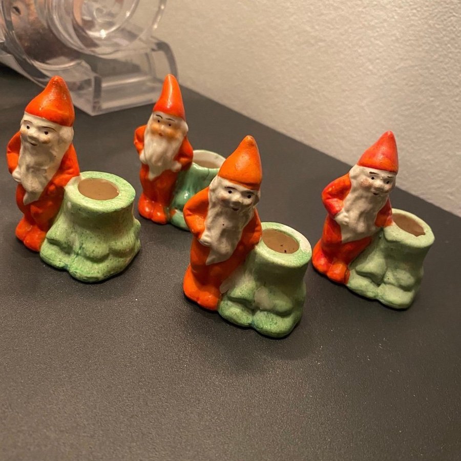 4 st Tomte ljusstakar charmiga retro vintage tomtar tomte