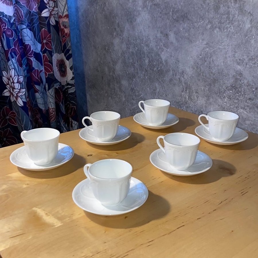 Dine Rörstrand  Gustavsberg Kaffe/Te Set - 6 Koppar  Fat