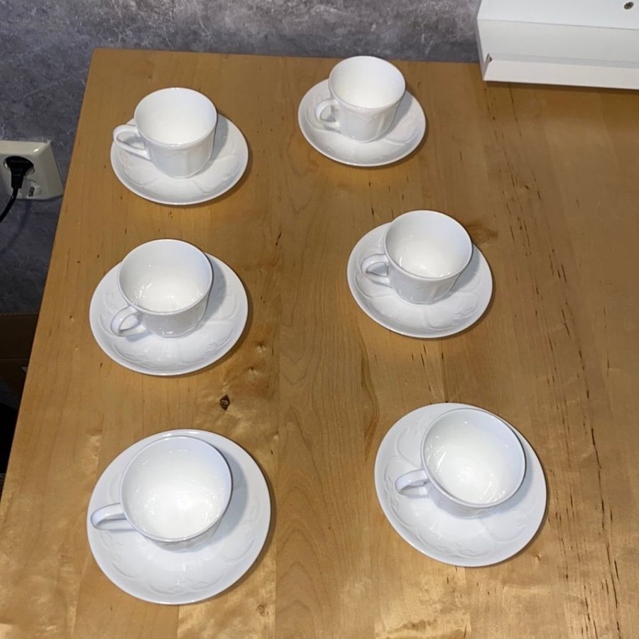 Dine Rörstrand  Gustavsberg Kaffe/Te Set - 6 Koppar  Fat