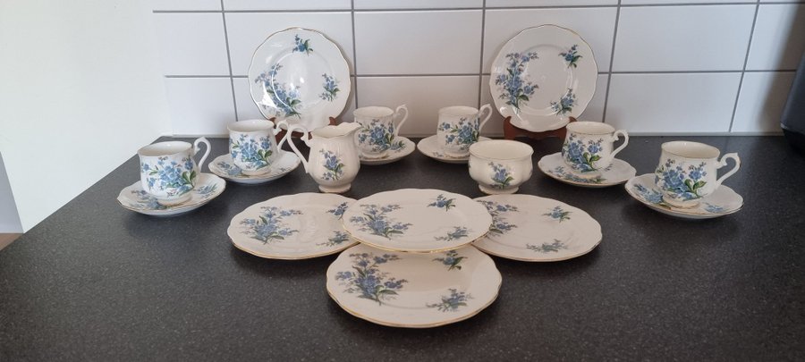 KAFFESERVIS SET FORGET-ME-NOT ROYAL ALBERT BONE CHINA/ENGLAND