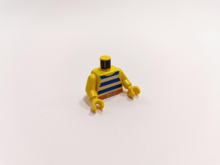 Lego - minifigur - pirates - torso - randig - 973p31c02 - vit/blå