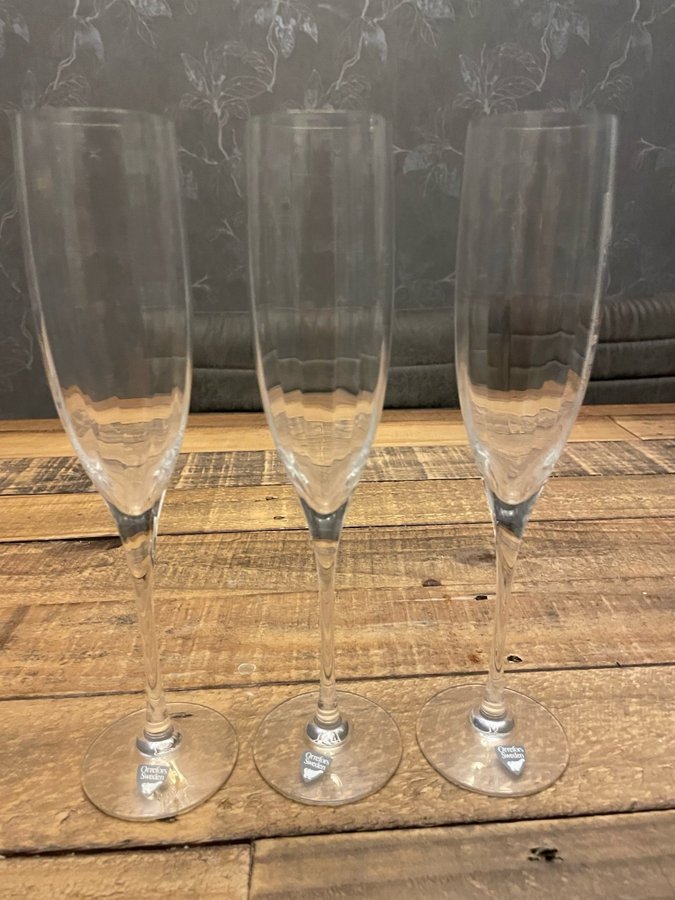 3 st champagneglas Orrefors Optica Gunnar Cyrén