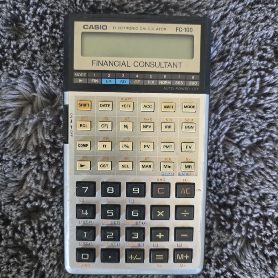 VINTAGE CASIO Kalkylator FC-100 FINANSIELL CONSULTANT