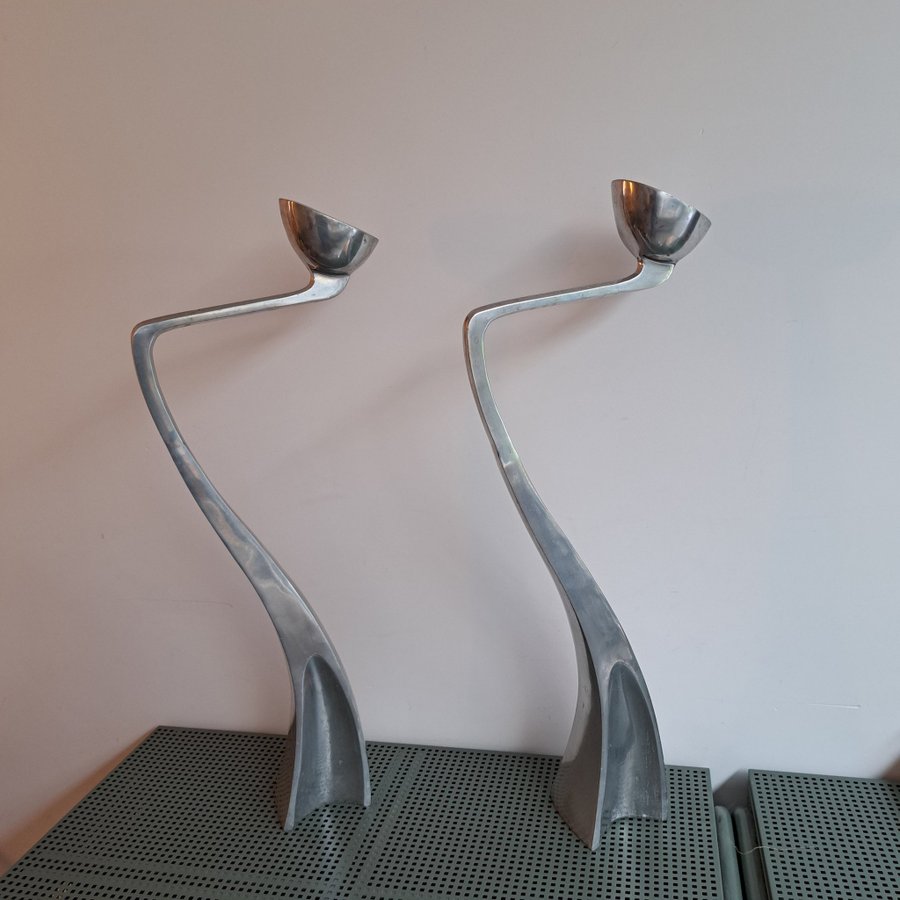 Set of 2 Vintage ARCLUMIS MAXI SWAN floor candleholders, by Matthew Hilton