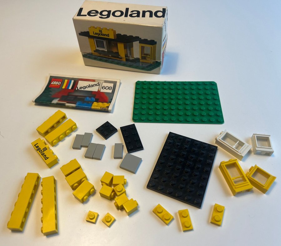 Komplett Lego 608 Legoland Kiosk (1971) vintage retro