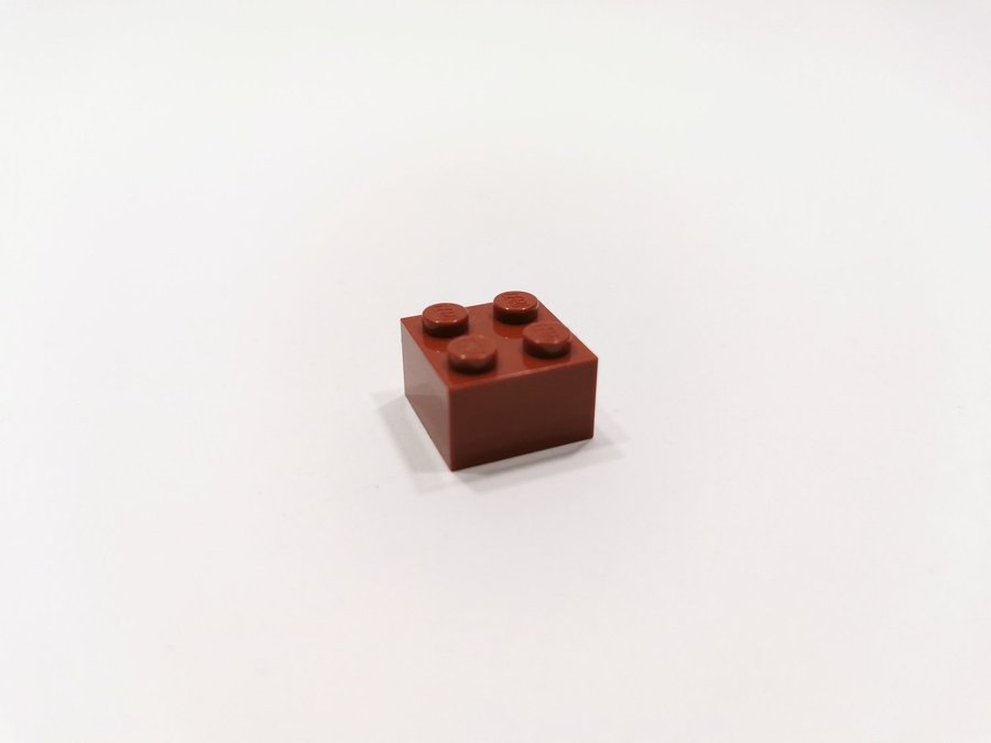 Lego - brick - bas - hög - 2x2 - part 3003 - vinröd (dark red)