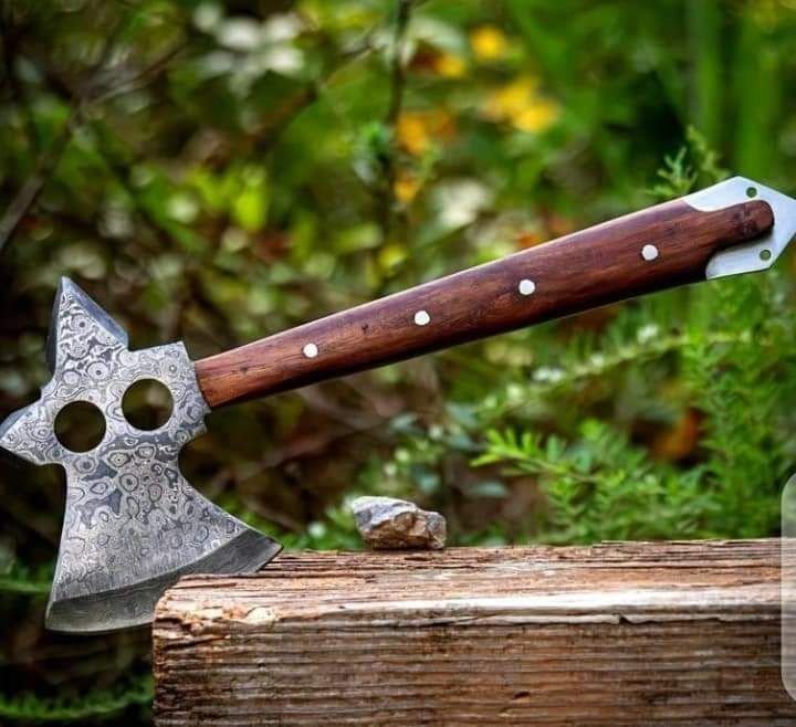 Handmade Damascus Steel Axe Viking Saga Hiking Axe