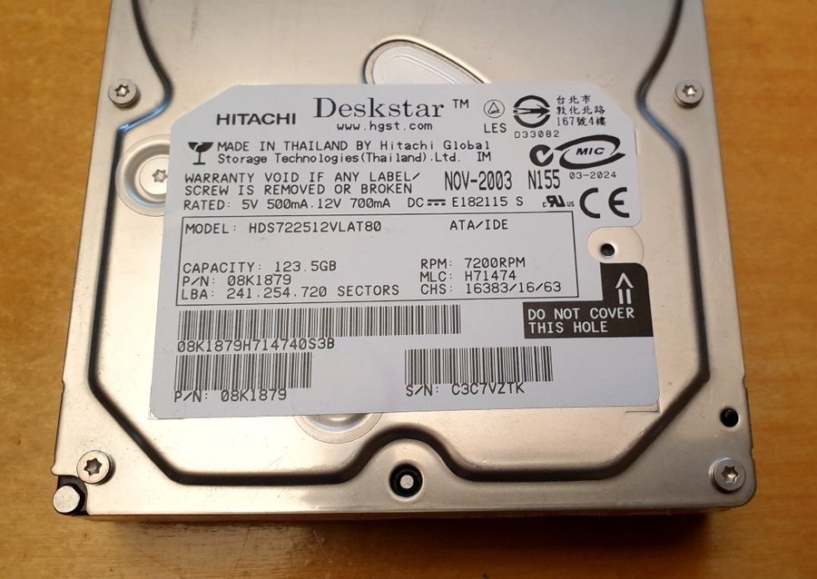 Hårddisk Hitachi Deskstar 123 Gb PATA