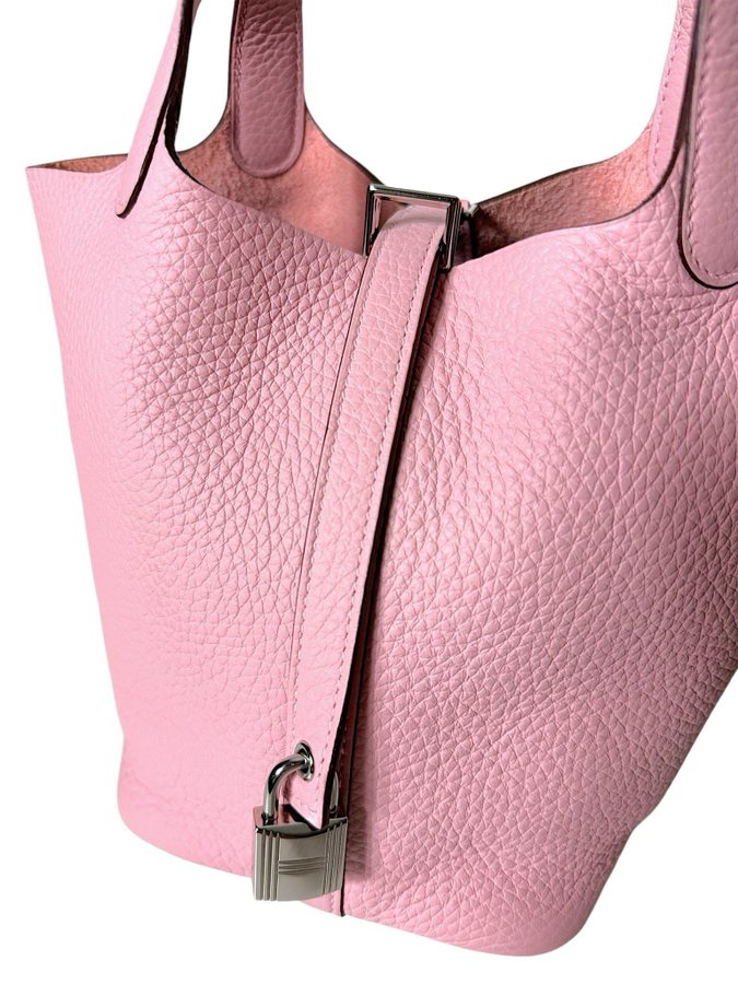 Hermes Picotin 18 Rose Sakura Taurillon Clemence Palladium Hardware Bag