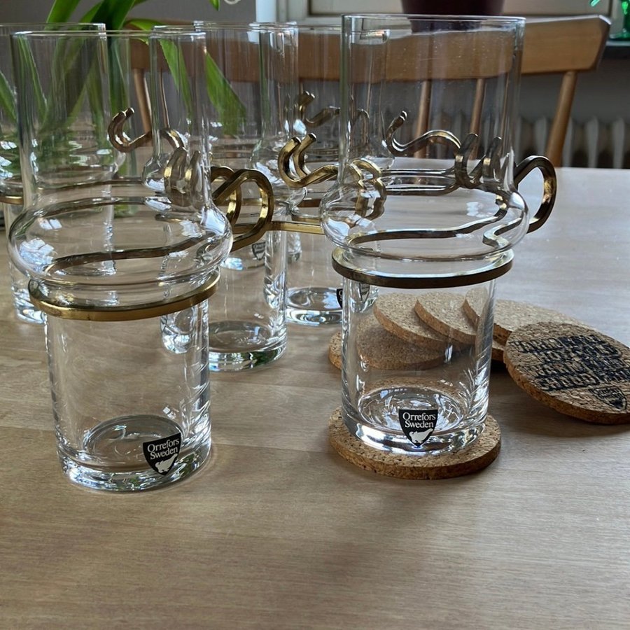 6 st retro Irish coffee/Te glas ”HotCold” design Lindau/Lindekrantz Orrefors