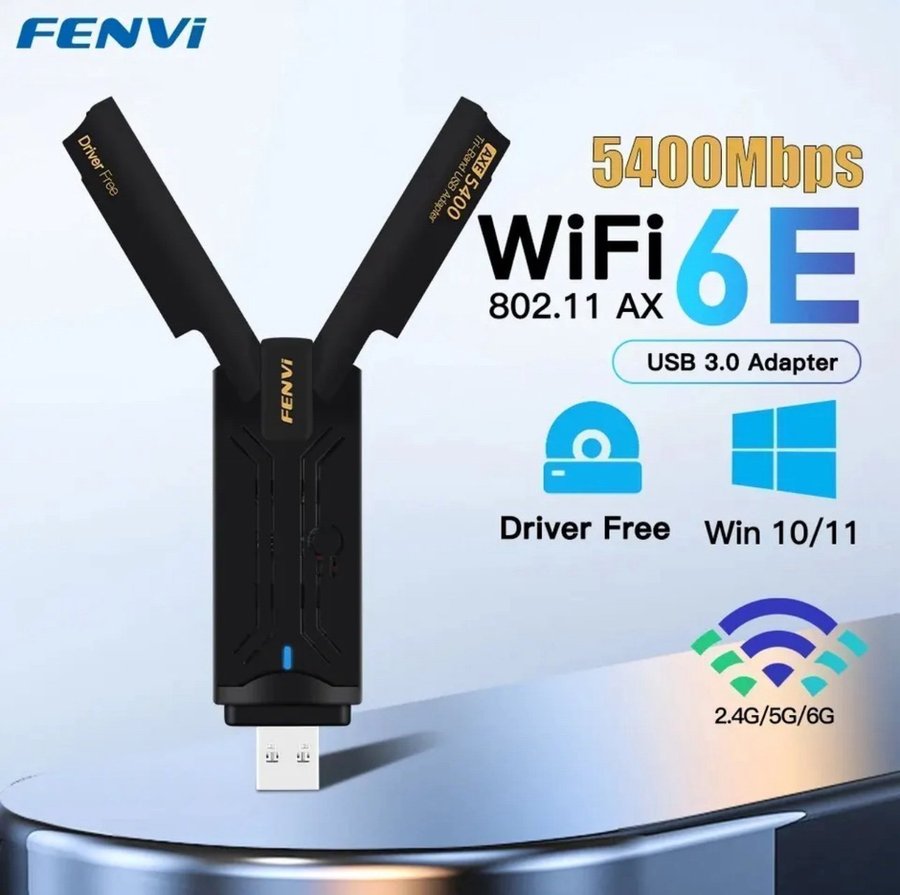 WiFi 6E USB Adapter Dongle Tri Band 2.4G/5G/6GHz