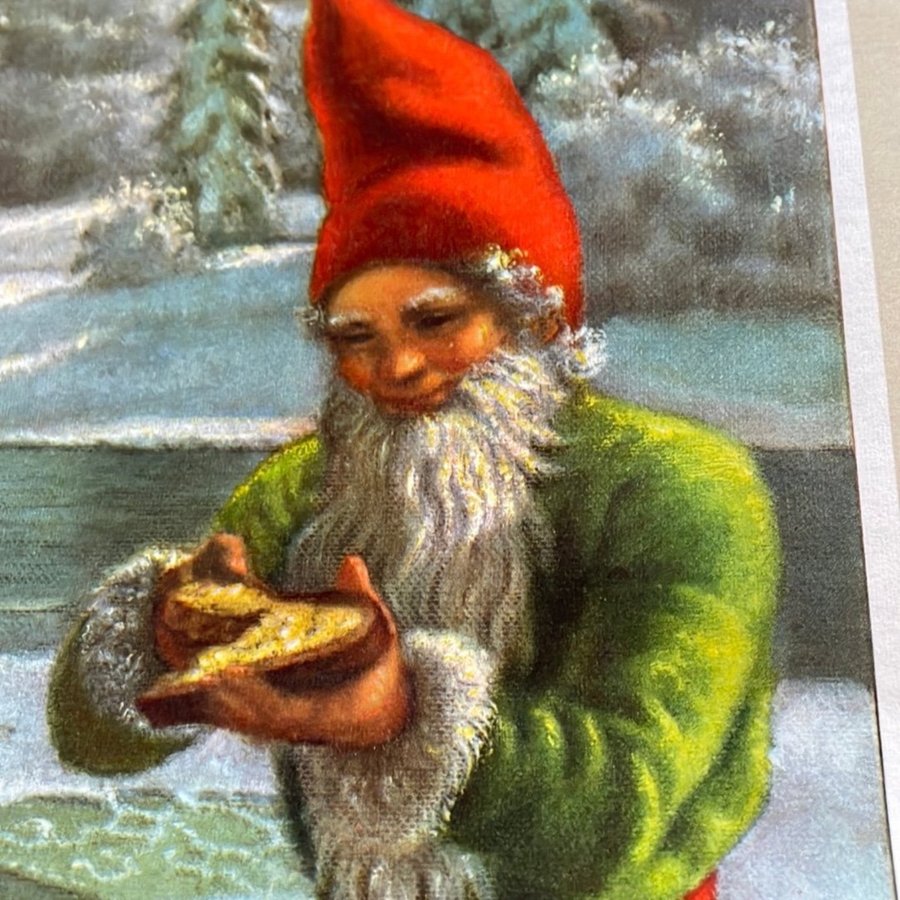 Julplanch väggbonad julbonad jul av Anders Olsson 1950 talet - Tomte och hund