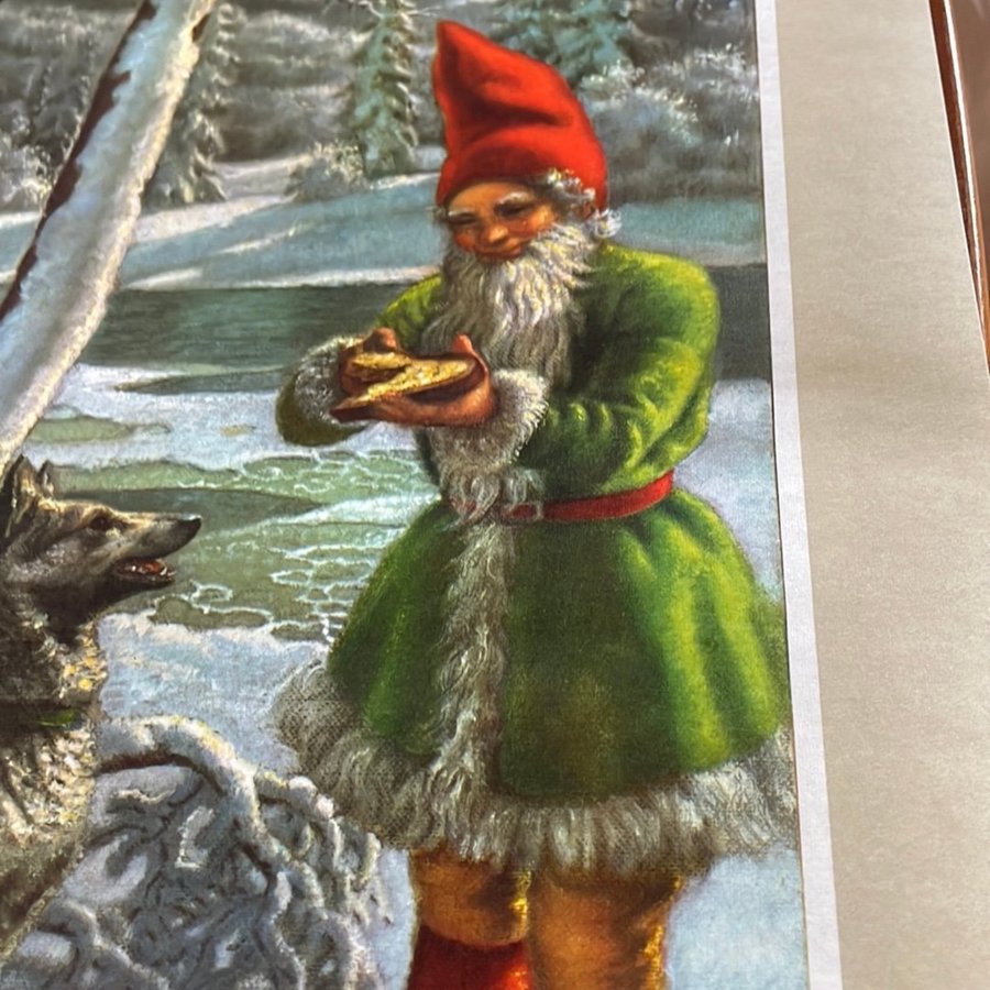 Julplanch väggbonad julbonad jul av Anders Olsson 1950 talet - Tomte och hund