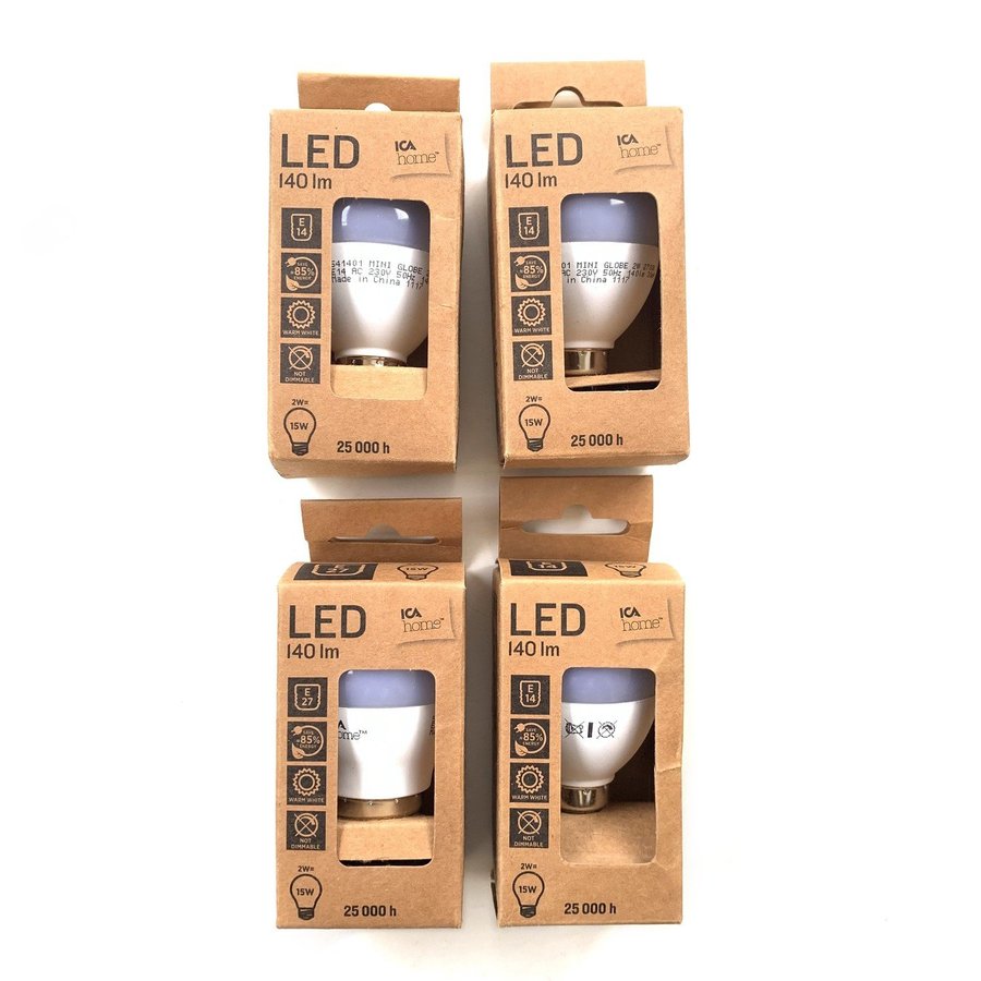 REA! ICA E14 E27 LED Lampor 4st