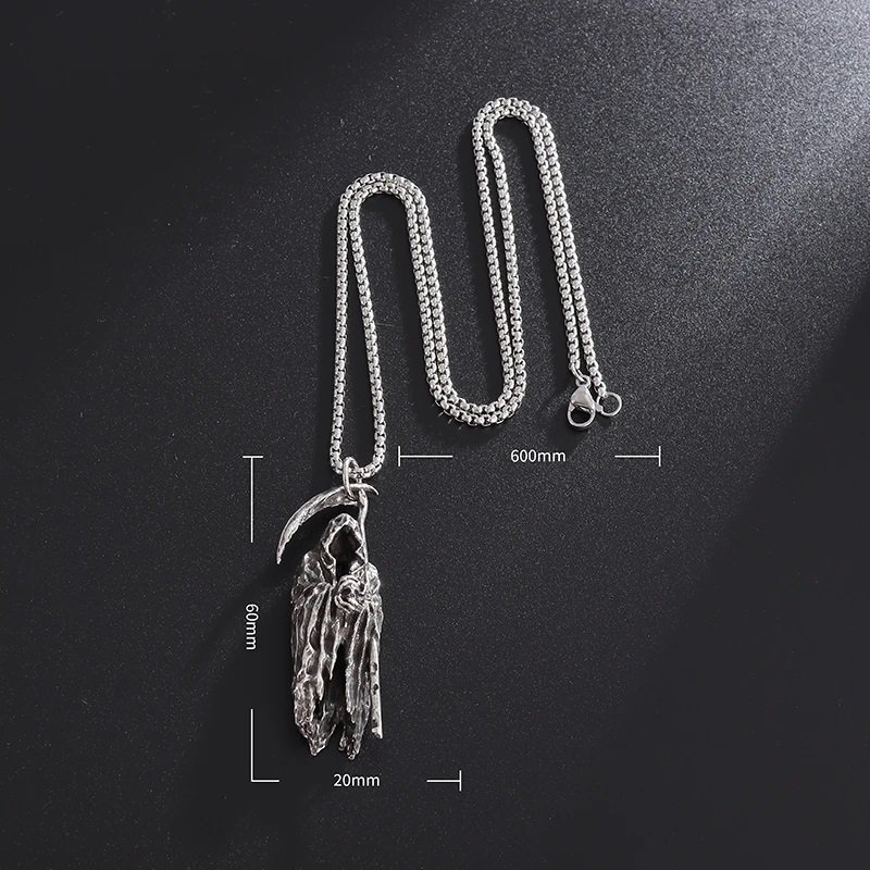 Silverpläterad Nordic Dead Lie halsband la parca skelett död symbol gotisk skull