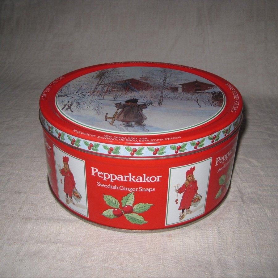 PLÅTBURK PEPPARKAKSBURK BURK PLÅT Carl Larsson Collectors tin, **retro 1980 tal