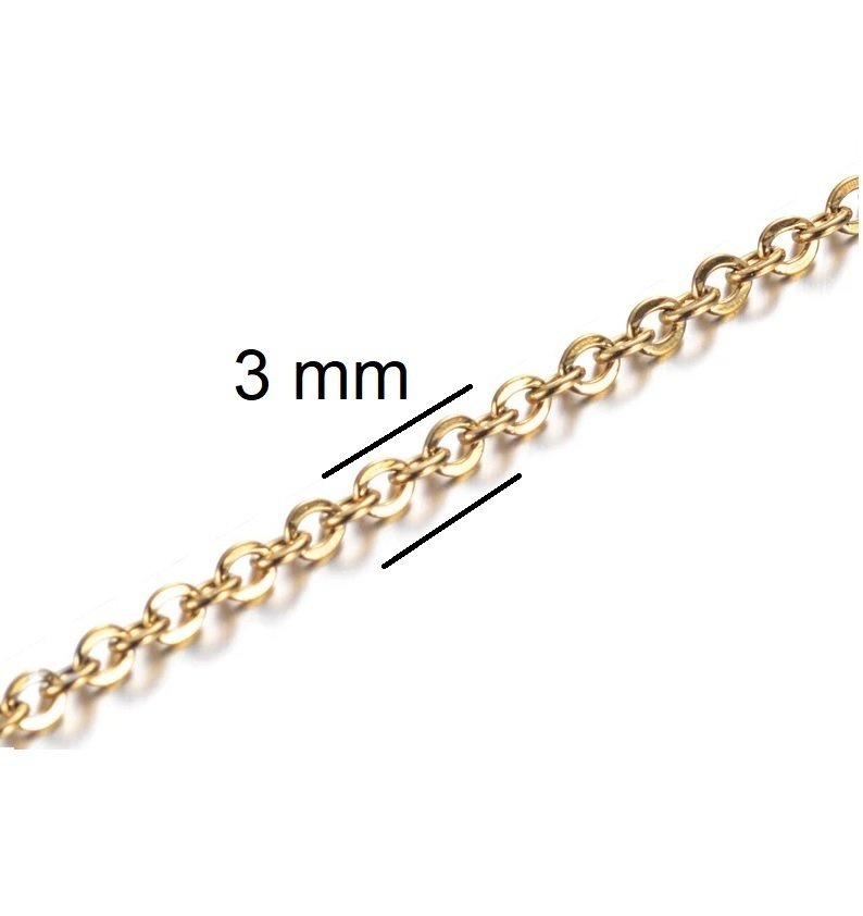 50cm 3 mm kors kedja Guld länk halsband stål kedjelänk pläterad dusch träna