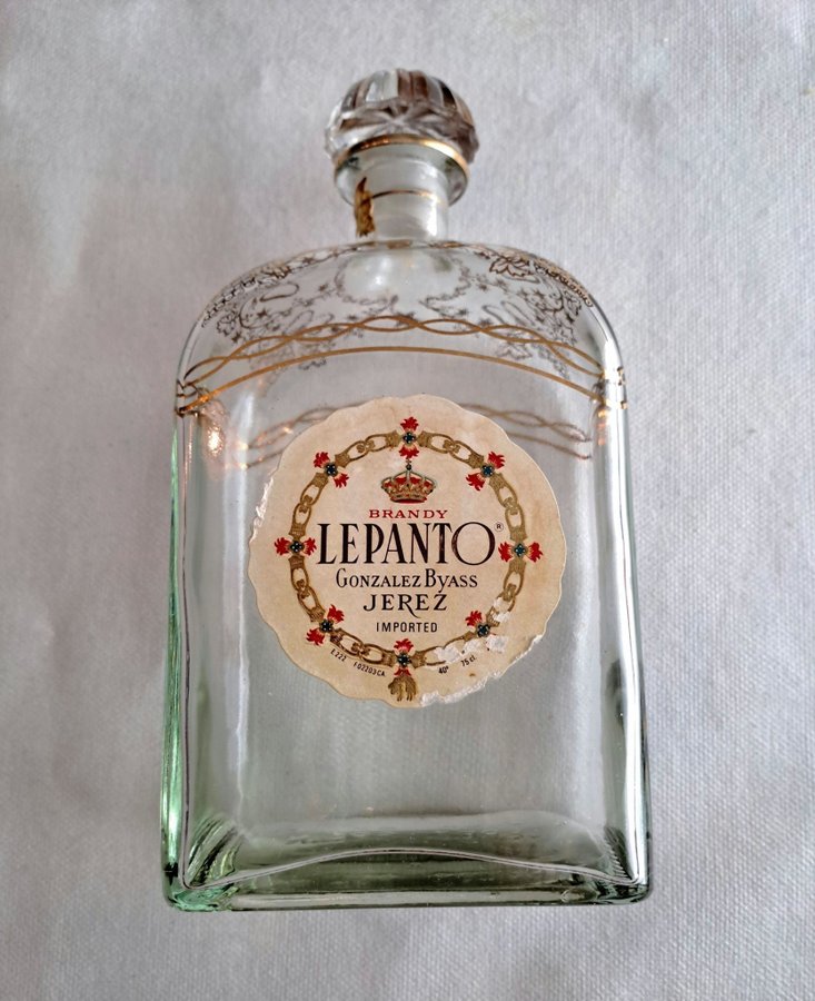 Gammal Lepanto Brandy flaska. Vintage