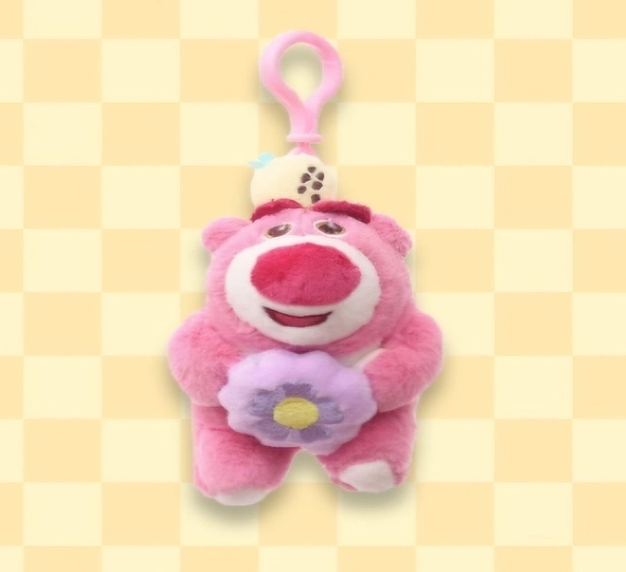 Oanvänd väsksmycke/nyckelring (gosedjur): Rosa björnen Lotso (Toy Story 3)